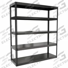 HALLOWELL Boltless Shelving: Standalone, Extra-Heavy-Duty, 72 in x 24 in, 84 in Overall Ht, Steel (MPN HCR722484-5ME). Key specifications — Finish: Powder Coated; Maximum Post Load Capacity: 6,000 lb with Beams Evenly Spaced at 21 in; Decking Material: Steel; Color: Black; Beam Profile: Angle; Brand: HALLOWELL; Side Panel: Open.