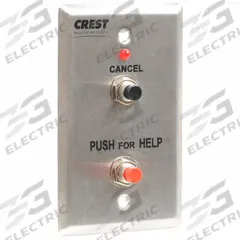 CREST HEALTHCARE SUPPLY Push Button Station: Compatible with Nurse Call System, 2 3/4 in Overall Wd (MPN NCPBPHC). Key specifications — Manufacturer Part Number: NCPBPHC; Color: Silver; Voltage: 14V DC; Brand: CREST HEALTHCARE SUPPLY; Call Station Type: Push Button Station; Material: Stainless Steel; Compatible Product Type: Nurse Call System; Station Type: Base Master Stations.