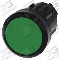 SIEMENS Flush Push Button: Green, 22 mm Mounting Size, Non-Metallic, Momentary (MPN 3SU1000-0AB40-0AA0). Key specifications — Brand: SIEMENS; Action: Momentary; Series: 3SU; Push Button Material Type: Non-Metallic.
