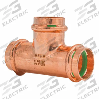 QUICKFITTING SUREPRESS Crimp Tee Fitting: 1 in CTS x 1 in CTS x 1 in CTS size, Copper - Plumbing Copper & Bronze Press Tube Fittings with Seal Window