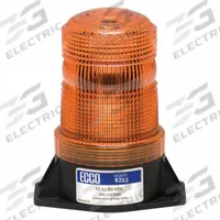ECCO Beacon Light: Flashing Beacon, Amber, 4 7/8 in Overall Ht, LED, 12-80V DC (MPN 6263A). Key specifications — Operating Voltage: 12-80V DC; Number of Flash Patterns: 80 FPMx8; Electrical Connection: Blunt Cut Wires; Mount Type: Bolt; Brand: ECCO; Shape: Round; Lighting SAE Class Rating: SAE Class 3.