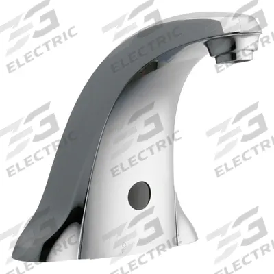 CHICAGO FAUCETS Sensor Faucet: E-Tronic 40, Cast Metal, Polished Chrome Finish, Centerset - Single-Post Sensor Bathroom Faucets