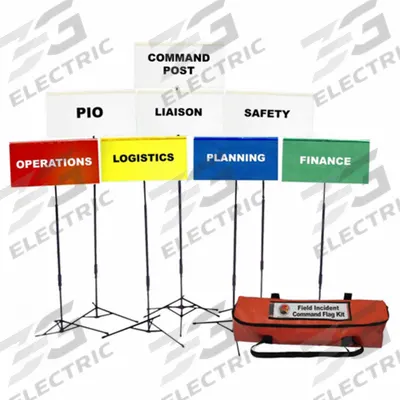DISASTER MANAGEMENT SYSTEMS Incident Command Flag Kit: Blue/Green/Red/White/Yellow - Flags for Incident Command & Triage