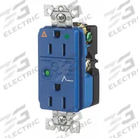 BRYANT Receptacle: Hospital Grade, Duplex, 5-15R, Blue, 125V AC, 15 A, 2 Pole / 3 Wire (MPN SP82IGA)