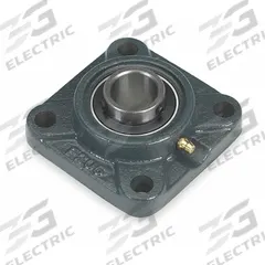 DAYTON 4 Bolt Flange Bearing: Radial Ball, 3/4 in Bore, Cast Iron, Set Screws, 3 3/8 in Lg, Square (MPN 3FCX2). Key specifications — Bore Type: Cylindrical; Brand: DAYTON; Lubricant Material: NLGI #2 Equivalent; Mounting Bolt Size: 3/8 in; Split Housing: Not Split; System of Measurement: Inch.