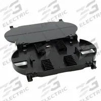 FIBERTRONICS Splice Tray: 114.3 mm Overall Dp, 177.8 mm Overall Wd, 19.05 mm Overall Ht, Black (MPN FT-TRAY12). Key specifications — Color: Black; Brand: FIBERTRONICS; Material: Plastic; Product Type: Splice Tray.