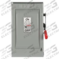 SIEMENS Safety Switch: Fusible, 60 A, Single Phase, 600V AC, Galvanized Steel, Indoor/Outdoor (MPN HF262R). Key specifications — Brand: SIEMENS.