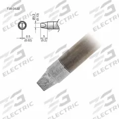 HAKKO Soldering Tip: T39 Series, Chisel, 3.2 mm W, 5 mm Lg (MPN T39-DS32). Key specifications — Brand: HAKKO; Compatible Handpiece Manufacturer Model Number: FX-9702; Manufacturer Part Number: T39-DS32.