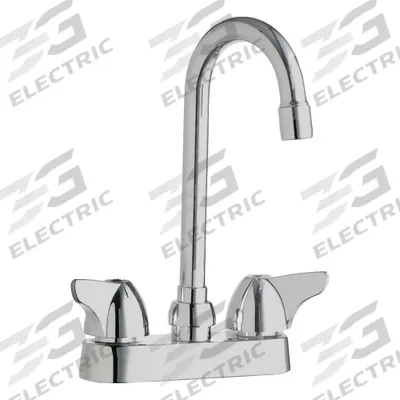 CHICAGO FAUCETS Gooseneck Bathroom Faucet: 1895, Cast Brass, Polished Chrome Finish, Centerset - Centerset Handle Bathroom Faucets