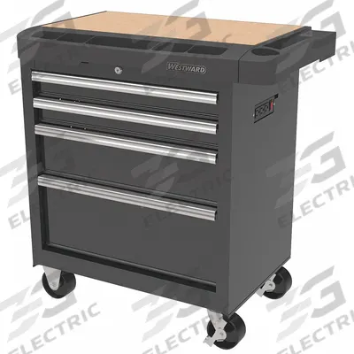 WESTWARD Rolling Tool Cabinet: Black / Black Drawer - Light-Duty Rolling Tool Workstations