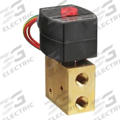 REDHAT Solenoid Valve: 3-Way, Configurable, 1/4 in Pipe Size, 110V AC/120V AC, Manual Reset (MPN EF8308B040120/60,110/50DA). Key specifications — Pipe Size: 1/4 in; Voltage: 120V AC; Brand: REDHAT; Coil Enclosure: Watertight.
