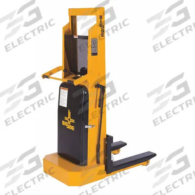 BIG JOE Stacker: 1,000 lb, 60 in Max Lifting Ht, Fixed Fork, 26 1/4 in L x 5 3/8 in W Fork - Electric-Lift & Manual-Push Fork-Over Stackers