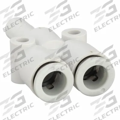 SMC Push-Fit Wye Fitting: 8 mm OD x 8 mm OD x 8 mm OD Size, Polybutylene Terephthalate - Polybutylene & Brass Tube Fittings