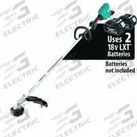 MAKITA Battery-Powered String Trimmer: 17 in Cutting Wd, Straight Shaft, 72 1/2 in Shaft Lg, 30 cc (MPN XRU18Z). Key specifications — attr975803: 72-1/2 in; attr975783: MAKITA; attr975787: 17 in; attr975804: Straight; attr987328: No.
