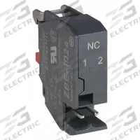 SCHNEIDER Contact Block: 22 mm Panel Mounting Size, 1NC, Momentary, ZB4/ZB5 Series (MPN ZBE1024). Key specifications — Switch Action: Momentary; Terminal Connection Type: Plug-In Connector; Brand: SCHNEIDER; Compatible with Series: ZB5.