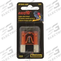 BUSSMANN Automotive Fuse: MAX Series, Fast-Acting, 40 A, 32 V DC, Indicating (MPN BP/MAX-40ID). Key specifications — Series: MAX; Brand: BUSSMANN; Fuse Profile: Standard Profile.