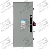 SIEMENS Safety Switch: Non-Fusible, 100 A, Single Phase, 240V AC, Galvanized Steel, Indoor/Outdoor (MPN DTGNF223NR). Key specifications — attr867131: SIEMENS.