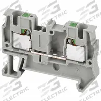 SCHNEIDER Terminal Block: DIN Rail Mounting Type, Push-In Wire Termination, 2 Wire Terminals, 30 A (MPN NSYTRP42). Key specifications — Brand: SCHNEIDER; For Minimum Wire Size: 24 AWG.