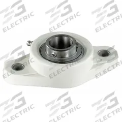 NTN 2 Bolt Flange Bearing: Radial Ball, 1 3/16 in Bore, Polymer, Set Screws, 5 53/64 in Lg, Rhombus (MPN SUCNFL206-19). Key specifications — Bore Type: Cylindrical; Brand: NTN; Lubricant Material: FDA/USDA-H1 Solid Grease; Mounting Bolt Size: 3/8 in; System of Measurement: Inch; Included Bearing Cap: None.
