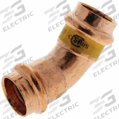 NIBCO Crimp Elbow Fitting: 45° Elbow, 2 in CTS x 2 in CTS x 2 in CTS x 2 in Pipe size - Gas Copper & Bronze Press Tube Fittings