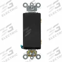 LEVITON Wall Switch: Rocker Switch, Double Pole, Maintained, Black, 120/277V AC, 20 A (MPN 5622-2E). Key specifications — Illuminated: Yes; Voltage Rating: 120/277V AC.