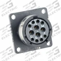 SOURIAU Electrical Connector: Trim Trio UTGX 14, Square Flange Receptacle, 12 Contacts, 10 A, 250V (MPN UTGX014E12S). Key specifications — attr1043586: 20 AWG to 18 AWG; attr1043574: Contacts Included; attr1043578: Solder; attr1020114: SOURIAU; attr1043080: 1/3 Bayonet; attr1043085: IP68; attr1043079: Trim Trio UTGX; attr1043575: Female.