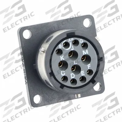 SOURIAU Electrical Connector: Trim Trio UTGX 14, Square Flange Receptacle, 12 Contacts - Trim Trio UTGX Harsh Environment Circular Connectors