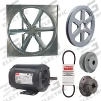 DAYTON Supply Fan w/Drive Package: Belt Drive, 48 in Blade, Open Dripproof, 17,349 cfm, 230/460V AC (MPN 7AD10). Key specifications — Nameplate Voltage: 230/460V AC; Assembled: Unassembled; Brand: DAYTON; Enclosure Design: Open Dripproof Motor.