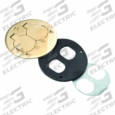 WIREMOLD Floor Box Cover: Round, Gold, Brass, Brushed - Brass Electrical Floor Box Covers