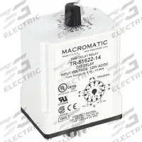MACROMATIC Single Function Time Delay Relay: Socket Mounted, 120V AC/DC, 10 A, 11 Pins/Terminals (MPN TR-51622-14). Key specifications — Brand: MACROMATIC.