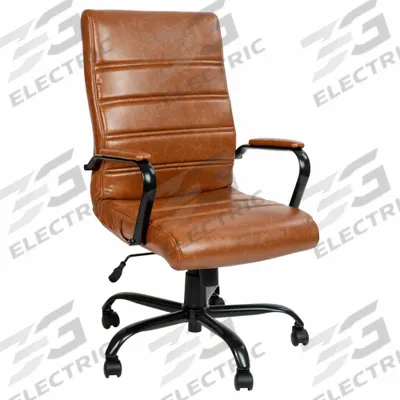 FLASH FURNITURE Office Chair: Whitney, Brown, Faux Leather Material, 23 in Back Ht - Fixed-Arm Office Chairs