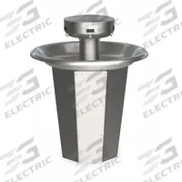 BRADLEY Wash Fountain: Silver, Stainless Steel, Circular, 36 in Overall Wd, Central Rising Drain (MPN S93-637). Key specifications — Bowl Shape: Circular; Drain Type: Central Rising; Color: Silver; Brand: BRADLEY; Series: Sentry; Sink Material: Stainless Steel; ADA Compliant: Not ADA Compliant.