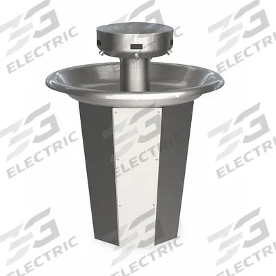BRADLEY Wash Fountain: Silver, Stainless Steel, Circular, 36 in Overall Wd - Sensor-Operated Wash Fountains
