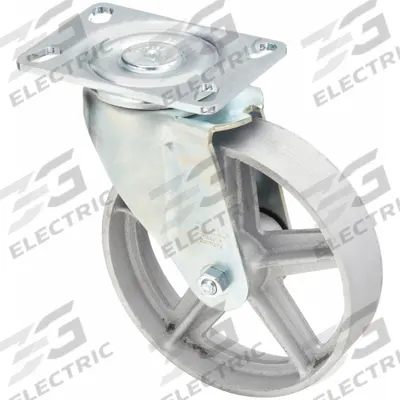 APPROVED VENDOR Plate Caster: Swivel, No Brake, Iron, 8 in Wheel Dia, 2 in Wheel Wd, Slot - Medium-Duty Plate Casters