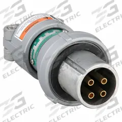 APPLETON ELECTRIC Pin and Sleeve Plug: Gray, 600V AC, Three Phase, 30 A, 4 Pole, 3 Wire (MPN ACP3034BC). Key specifications — Brand: APPLETON ELECTRIC.