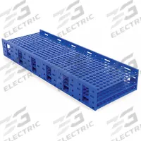 Tube Rack: 10 in Overall Wd, 4 1/4 in Overall Ht, 27 1/8 in Overall Lg, Polypropylene, Blue (MPN 120113). Key specifications — Material: Polypropylene; Mounting Location: Benchtop; Color: Blue; Product Type: Test Tube Rack; Total Holding Capacity: (432) Wells; Brand: HEATHROW SCIENTIFIC.