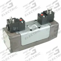 AVENTICS Solenoid Air Control Valve: Series CERAM, Double Solenoid, Five-Way / Three-Position (MPN R432006184). Key specifications — attr1076671: Internal Pilot; attr1076694: Detent; attr1076684: Non-Locking; attr1076708: 110 to 120V AC; attr1076649: Exhaust.
