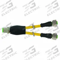 Cordset: M12 Male Straight X (2) M12 Female Straight, 4 Pins, Yellow, PVC, 5 m Cable Lg (MPN 7000-40701-0130500). Key specifications — Cable Jacket Color: Yellow; End 1 Gender: Male; End 1 Mounting Orientation: Straight; End 2 Gender: Female; End 2 Mounting Orientation: Straight; End 2 Connection Type: (2) M12; IP Rating: IP67; Brand: MURRELEKTRONIK.