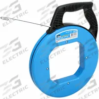 IDEAL Fish Tape: 240 ft Lg, Manual Wind Tape Retraction, Flat Tape Shape, Formed Hook End Style (MPN 31-057). Key specifications — attr306613: 31-057; attr306630: Tuff-Grip Pro; attr306618: Formed Hook; attr306631: Rotating; attr306616: IDEAL; attr542118: Manual Wind; attr544274: 12 in.