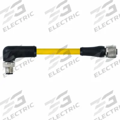 MURRELEKTRONIK Cordset: M12 Male Right Angle X M12 Female Straight, 4 Pins, Yellow, TPE - Double-Ended Cordsets with TPE Jacket for Heaviest-Duty Applications