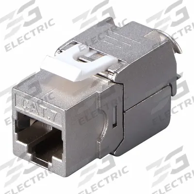 TRIPLETT Shielded Metal Connector: Tool-Less, White, 7, RJ45, Copper, CAT7-KJSWH-10PK - Category Jacks