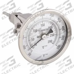 APPROVED VENDOR Dial Thermometer: 50°F to 550°F /10°C to 290°C, 2.5 in Stem Lg, 5 in Dial Dia (MPN 1NGC4). Key specifications — Accuracy: ±1.5% Above 451 °F; Brand: APPROVED VENDOR.