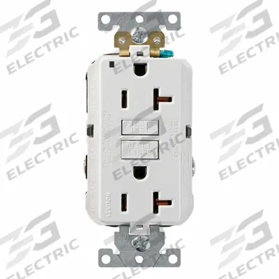 LEVITON Plugs and Receptacles: Duplex, 5-20, White, GFCI, 125V AC, 20 A - General Purpose Receptacles