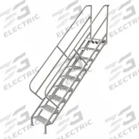 TRI-ARC Portable Stairs: 10.3 ft Overall Ht, Steel, 450 lb Load Capacity, Perforated, 9 Steps (MPN WISS109246). Key specifications — attr1050559: Gray; attr1050557: TRI-ARC.