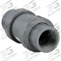 PLAST-O-MATIC Check Valve: Poppet, Inline Valve Body, 2 in Pipe Size, PVC, For Corrosives Media, NPT (MPN CKS200VT-NC-PV). Key specifications — Brand: PLAST-O-MATIC; Poppet Material: FKM.