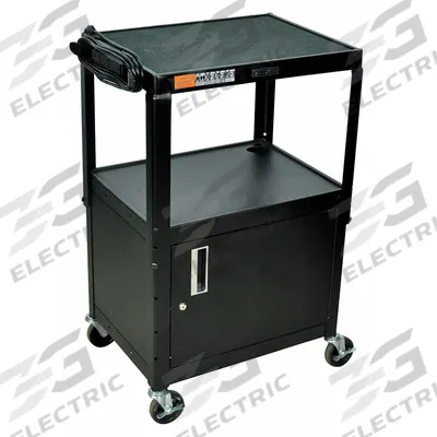 APPROVED VENDOR Audio-Visual Cart: 24 in L x 18 in W, 24 in L x 18 in W 42 in H, Steel - AV Carts with Adjustable-Height Steel Shelves & Steel Storage Cabinets