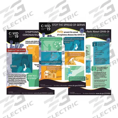 COVID-19 Safety Poster: 22 in Nominal Sign Size, No Protective Coating - COVID -19 Share the Facts, Stop Spread of Germs, Symptoms Posters