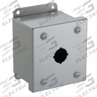 HAMMOND Push Button Enclosure: 22mm, 1 Holes, Carbon Steel - Enclosures for 22mm Operators