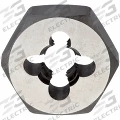 CLEVELAND Hex Threading Die: 1/4"-28 UNF, 19/32 in Hex Wd, Carbon Steel (MPN C65602)