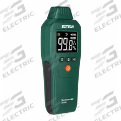 EXTECH Moisture Meter: Digital, LCD with Backlight, Pin/Pinless, ±3% Moisture Content Accuracy (MPN MO55A). Key specifications — attr999354: Digital; attr1009272: Built-In Material Library; attr999347: Drywall; attr999350: LCD with Backlight; attr999383: ±3%; attr999345: EXTECH.